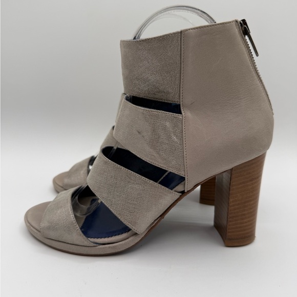 Valentina Rangoni Metallic Silver Strappy Chunky Sandals Stylish Block Heels - Picture 8 of 15